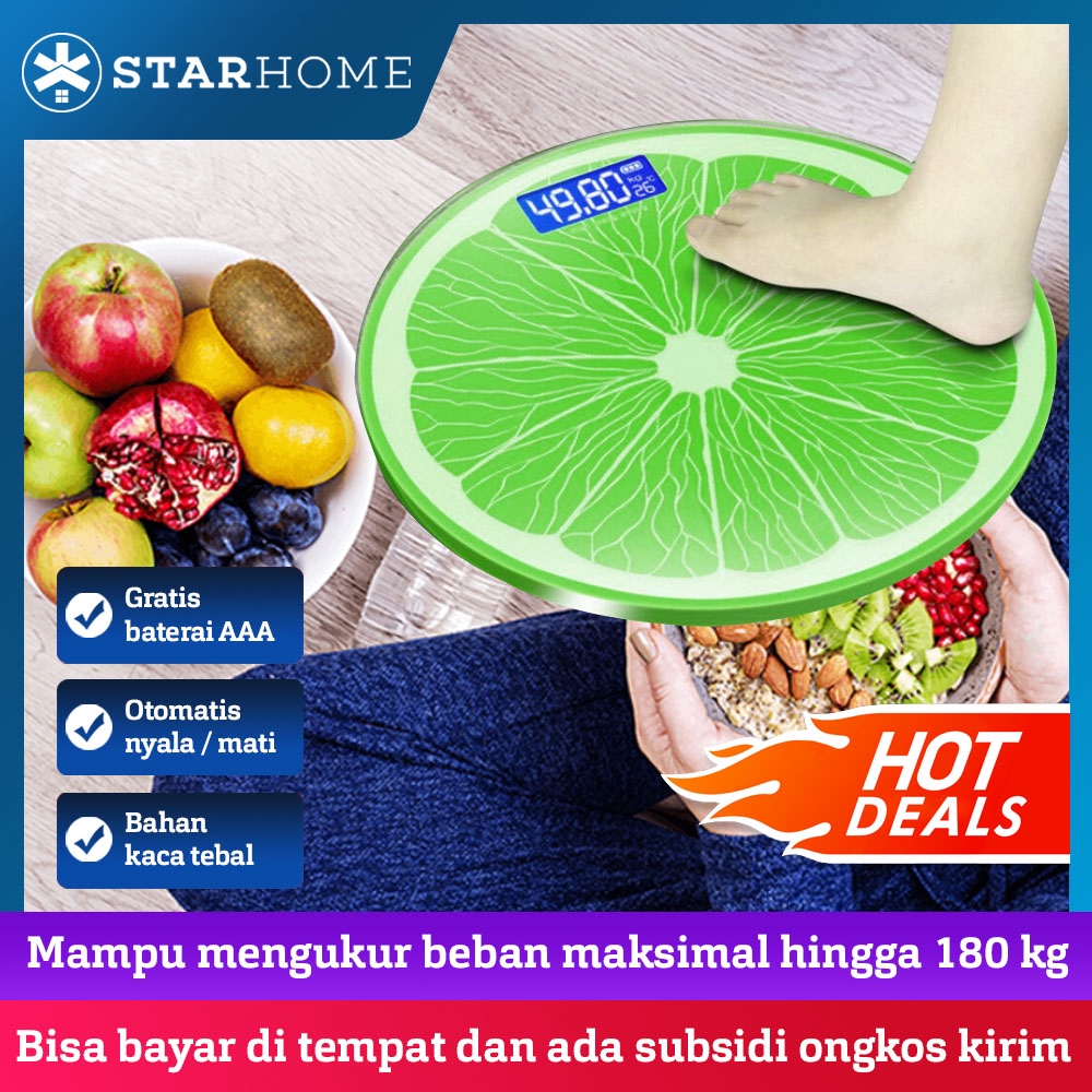 StarHome Timbangan Badan Digital Bundar 33 cm Kaca Tebal - Maksimal 180 kg -Digital Weight Scale