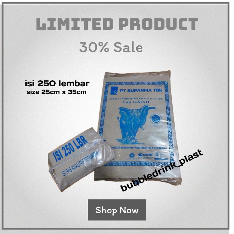 

Kertas Nasi cap Gajah biru | Kertas Nasi Cokelat tanggung | Kertas Minyak Isi 250 lembar
