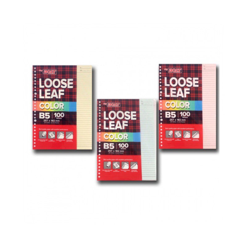 

Big Boss Loose Leaf B5 Ruled COLOR (100 Sheets)