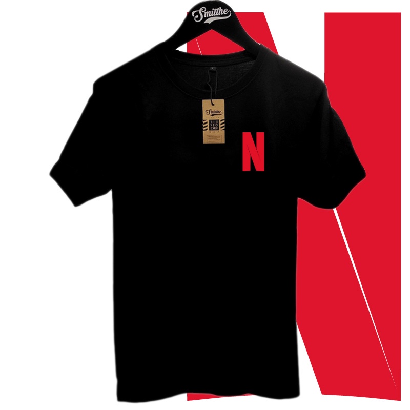 Kaos Netflix Simple T-Shirt 100% Cotton Combed 24s Hitam