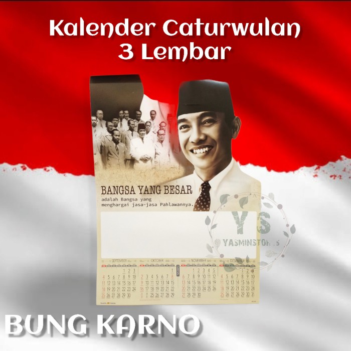 

Kalender Dinding Tahun 2022 Bung Karno Indonesia 3 Lembar