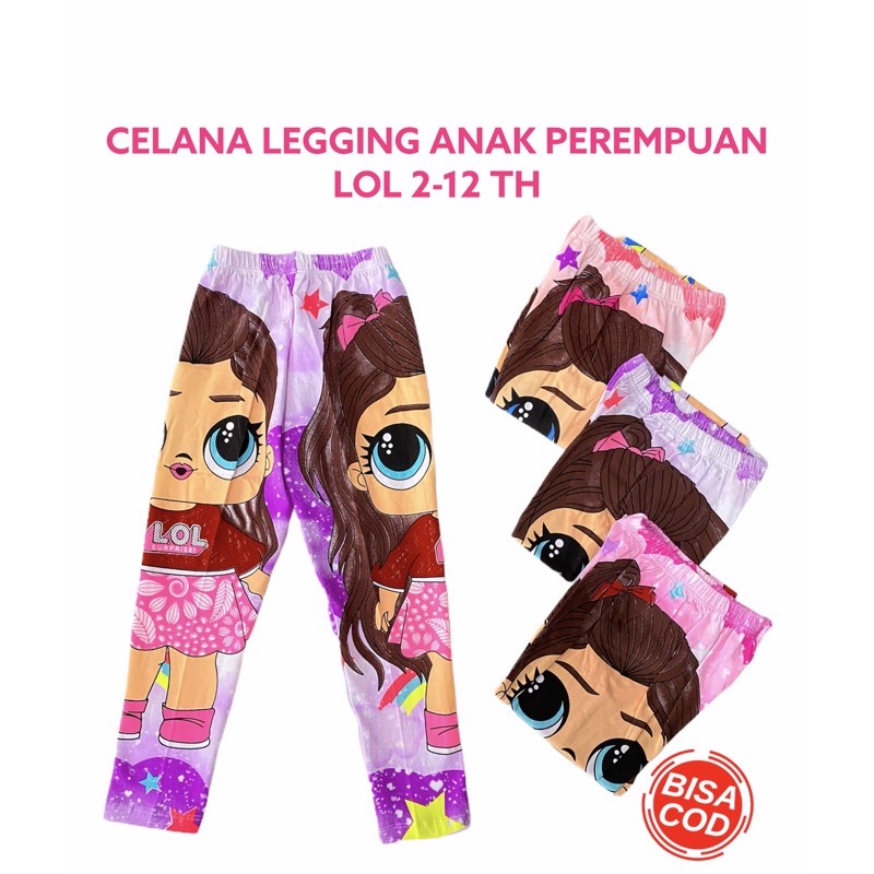 Celana Leging Anak Celana Panjang Legging Karakter LOL Anak Perempuan 2 3 4 5 6 7 8 Tahun Katun