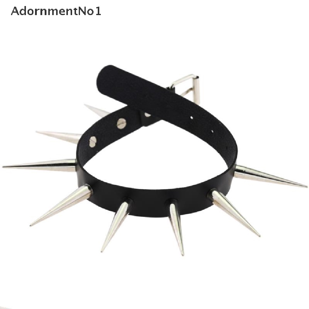 (AdornmentNo1) Kalung Choker Bahan Kulit Imitasi Aksen Rivet Gaya Punk Untuk Wanita