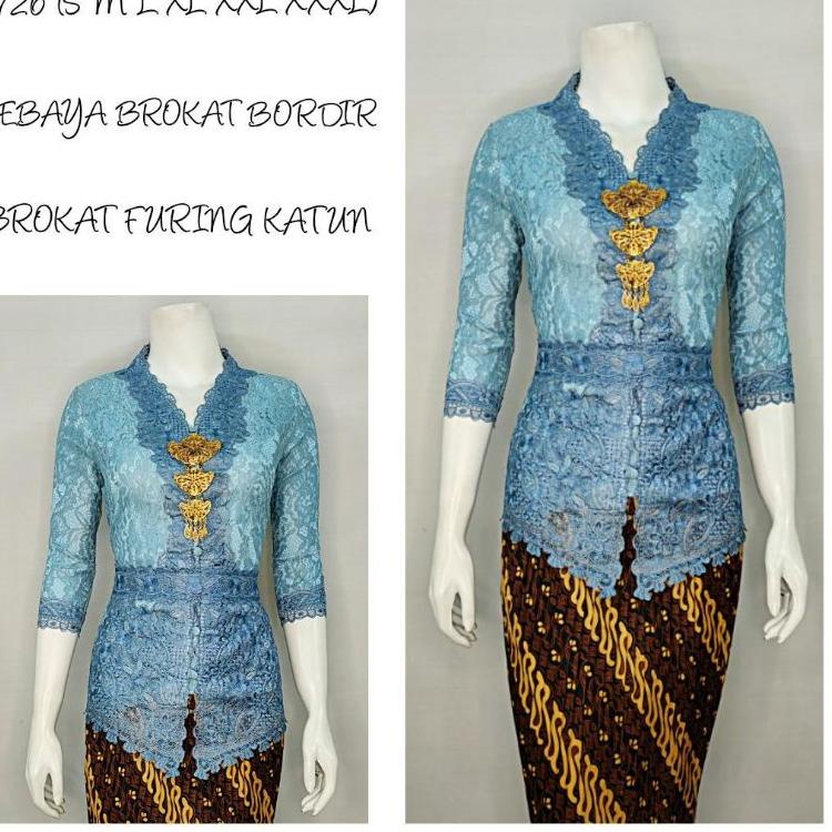 STA Indah KEBAYA BROKAT BORDIR ENCIM MODERN LENGAN 7/8 BORDIR SENADA Furing Katun S M L XL XXL XXXL