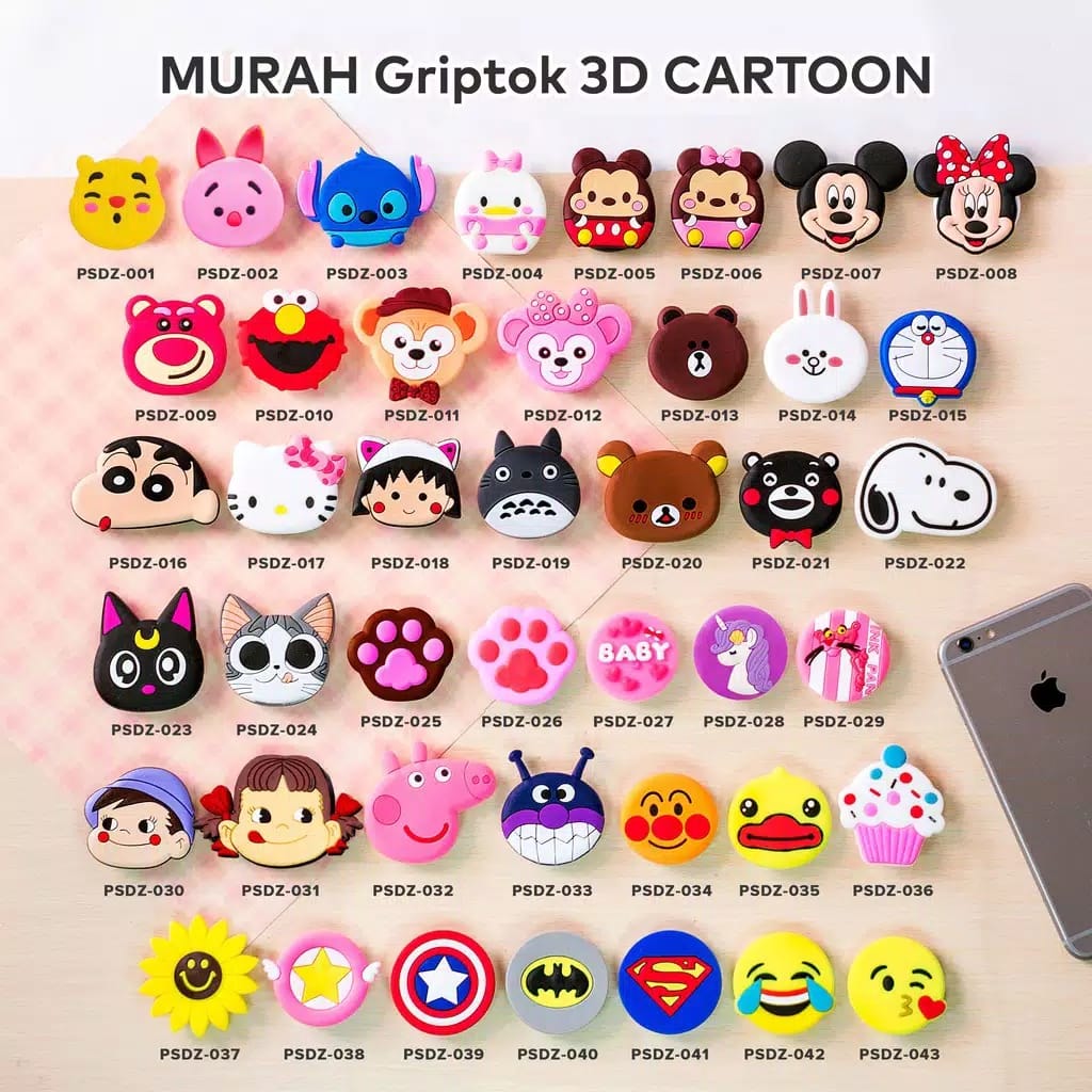 ZAYKA== Pop Socket Karakter Kartun 3D Motif Phone holder 20 macam