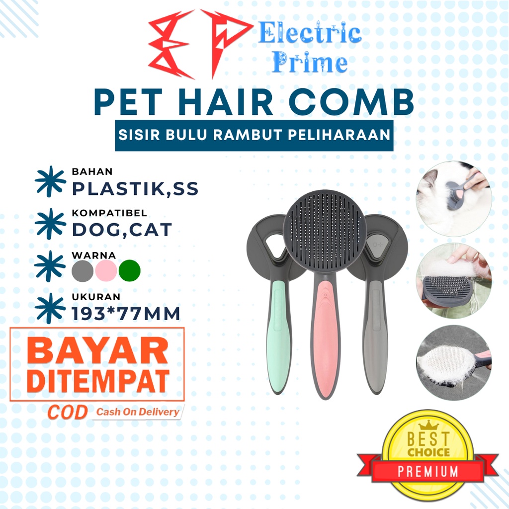 Sisir Sikat Kucing Anjing Pet Hair Brush Comb Stainless Steel Grooming Cat Dog Pengangkat Bulu Rambut Rontok