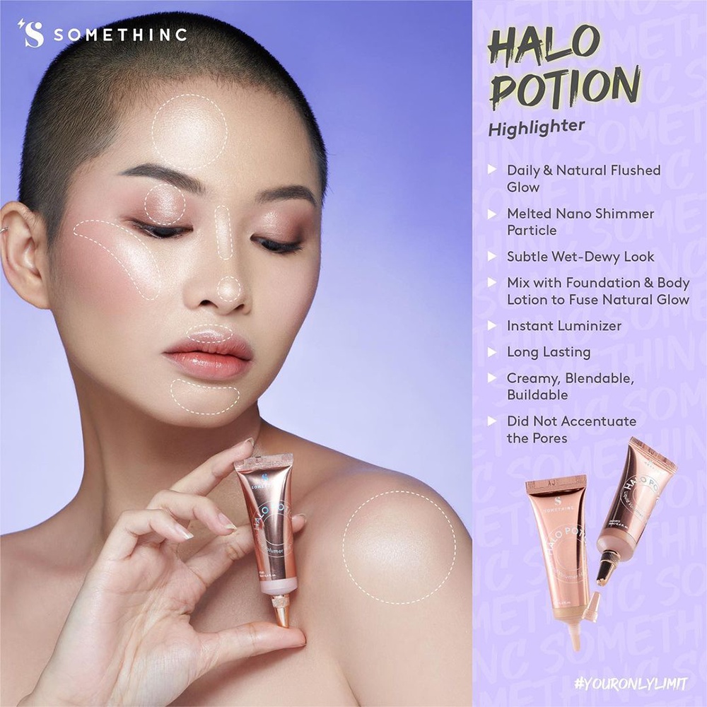 ❤ BELIA ❤ SOMETHINC Halo Potion Liquid Volume Highlighter | Long Lasting Glitter Shimmer Natural Look | BPOM