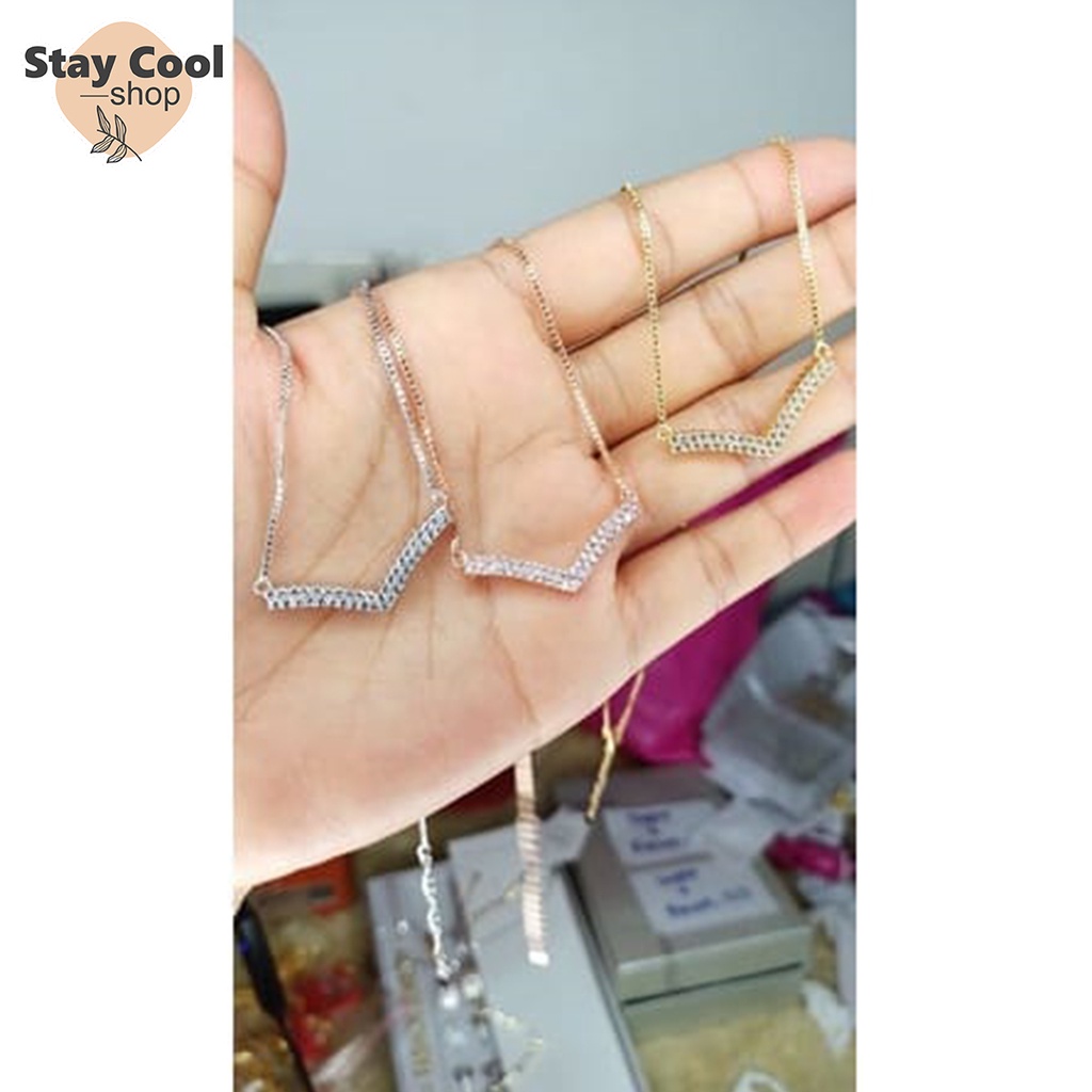 Kalung Viral Fuji / Kalung Wanita Bahan Titanium / Aksesoris Fashion Wanita Bahan Titanium