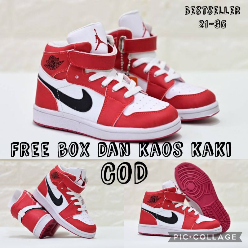 SEPATU ANAK JORDAN MERAH CHICAGO PREMIUM QUALITY/SEPATU JORDAN ANAK LAKI LAKI