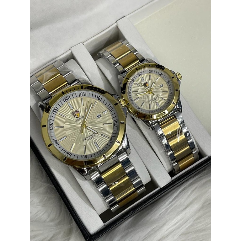 Jam Tangan Couple Pria/Wanita Leopard Original Tgl Aktif Strap Rantai LP-8035