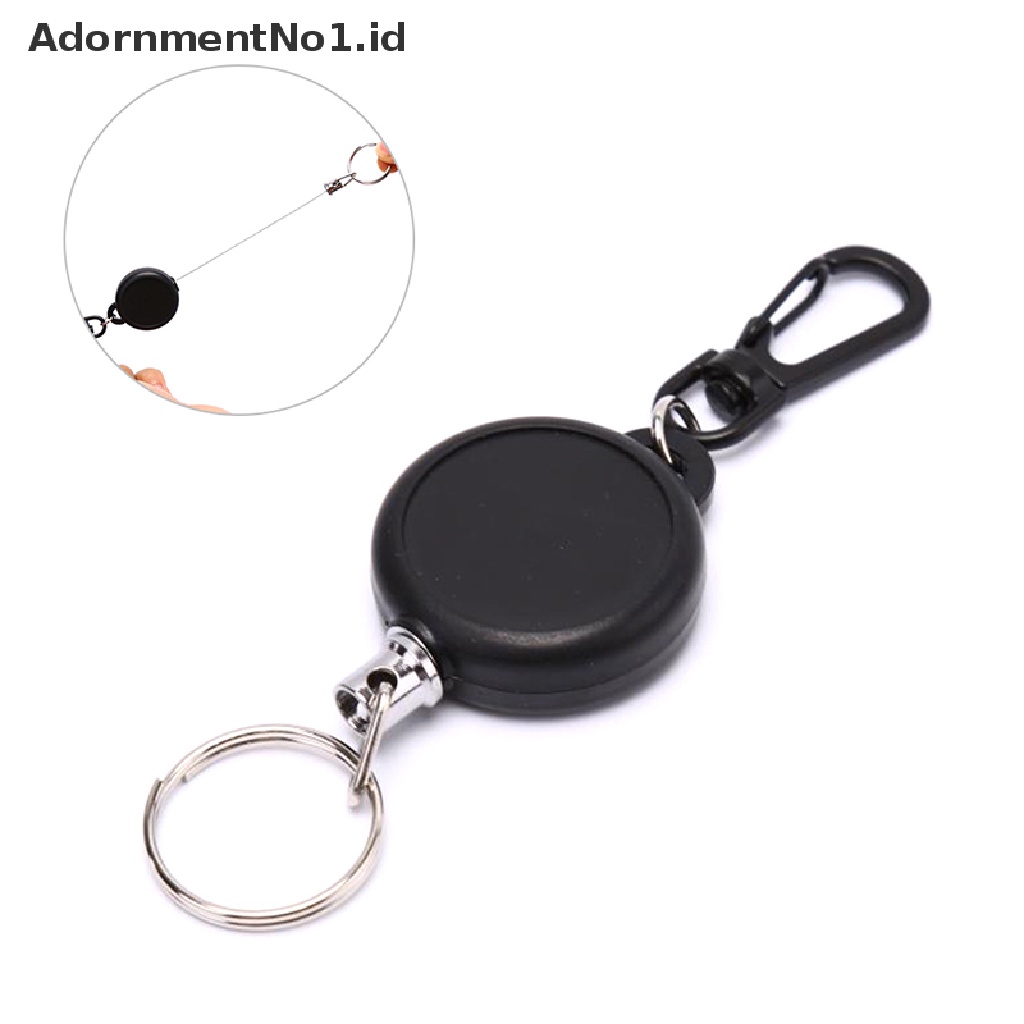 (AdornmentNo1) 1pc Gantungan Kunci Holder Kartu ID / Badge Retractable 60cm Warna Hitam