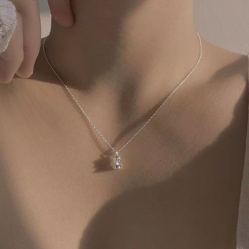 Kalung Rantai Liontin Malaikat Aksen Zircon Gaya Korea Untuk Wanita
