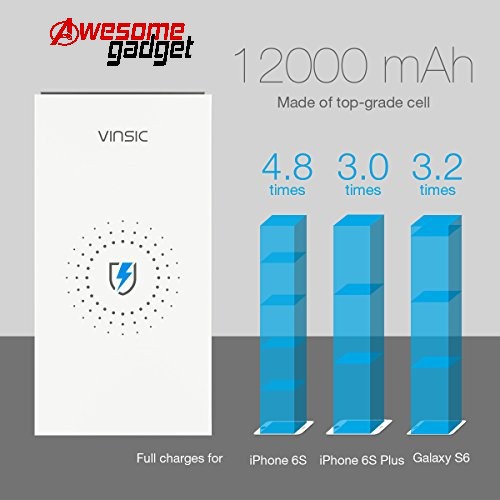 Vinsic VSPB208W Qi Wireless Charger Power Bank 12000mAh Powerbank