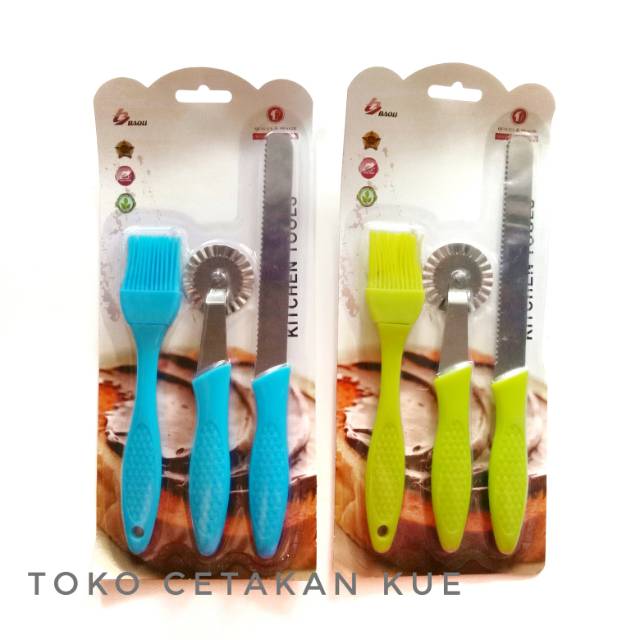 Pisau Rader Kuas Set 3Pcs ~ Kuas Silikon ~ Rader Kue ~ Pisau Kue
