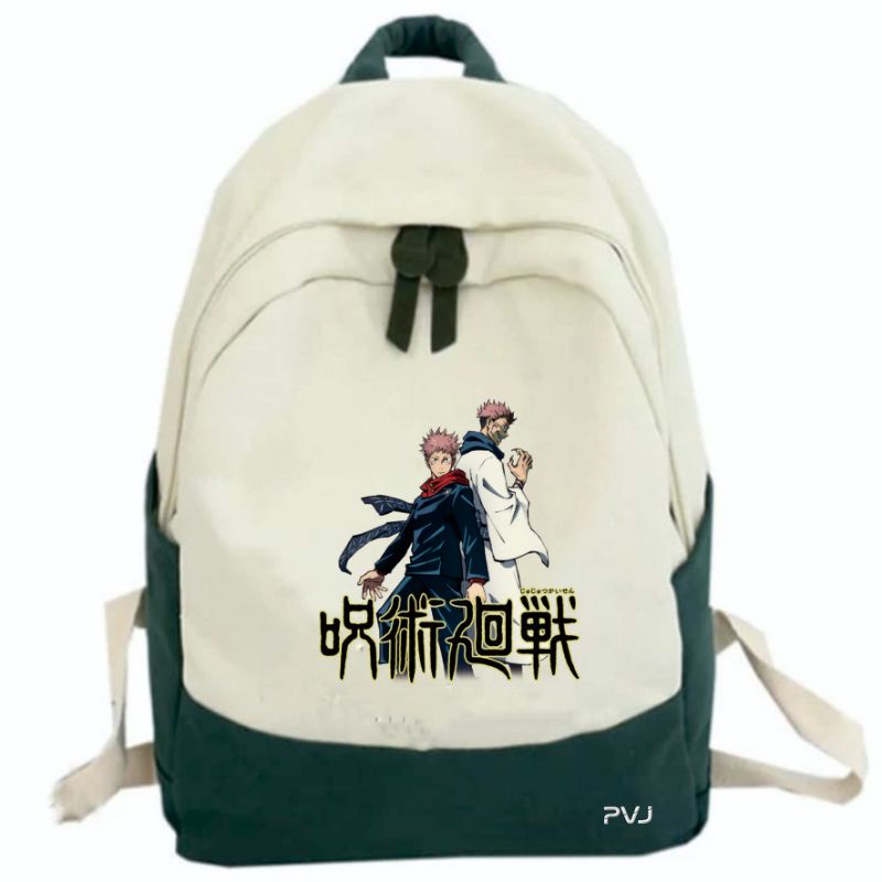 TERBARU Tas Ransel Anime Jujutsu Kaisen Kanji Logo Itadori Yuji Satoru Gojo Premium