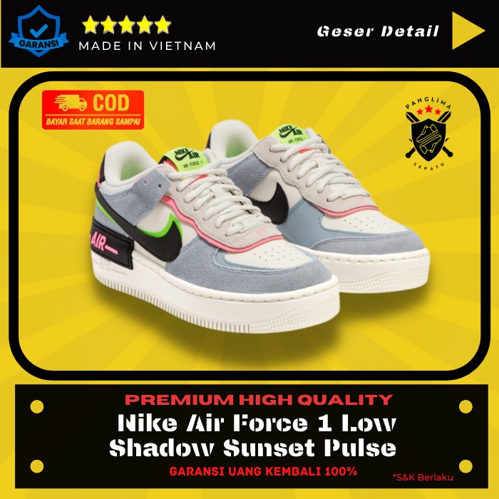 Sepatu Nike Air Force 1 Low Shadow Sunset Pulse Sneakers Wanita Sneaker Fashion Import Premium Ori