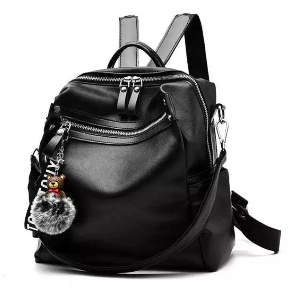 Tas Ransel Wanita Korean Fashion Bahan PU Leather Backpack Multifungsi Fashion Mode New Model