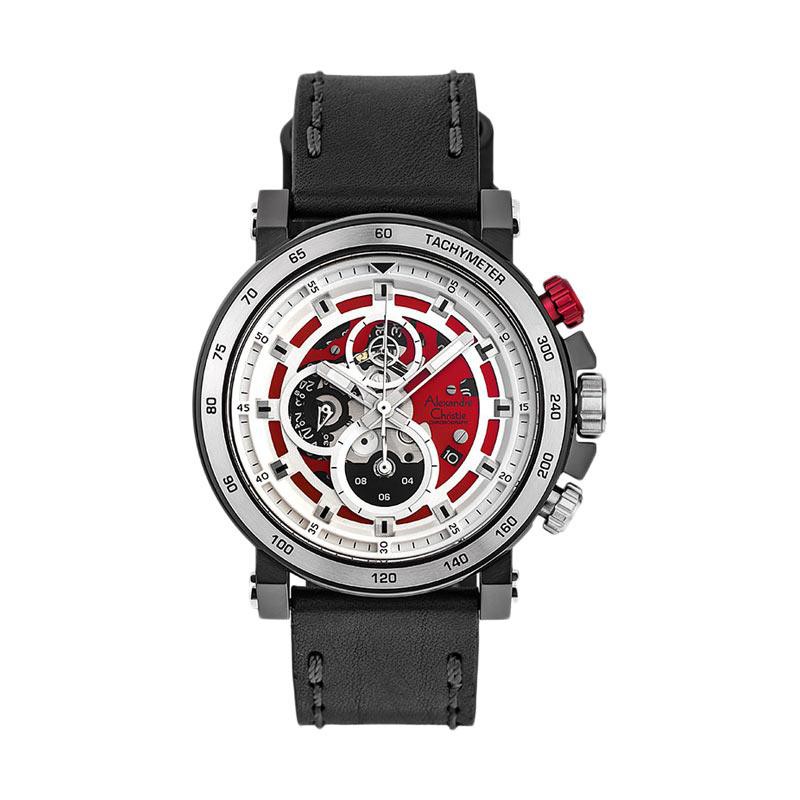 Alexandre Christie Chronograph Men Skeleton Dial Jam Tangan Pria - Black [AC 6429 MC LTBSLRE] -