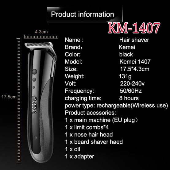 Alat Cukur Kemei KM-1407 Clipper 3 in1 Alat cukur rambut charger