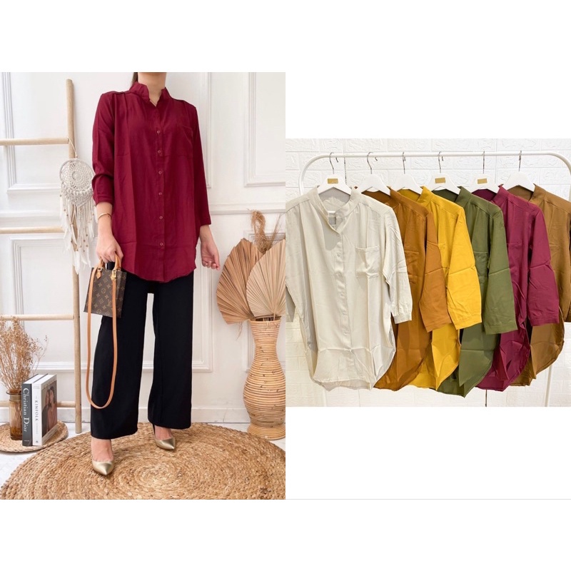 ( COD ) KEMEJA TUNIK JUMBO / KEMEJA POLOS / bahan RAYON TWILL / REAL PICTURE (GROSIR )