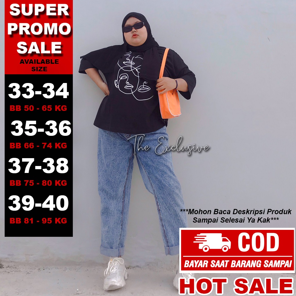 Celana Baggy Jeans Jumbo BB 45 - 110 KG Baggy Jeans Pinggang Karet Big Size Celana Jeans Jumbo Size