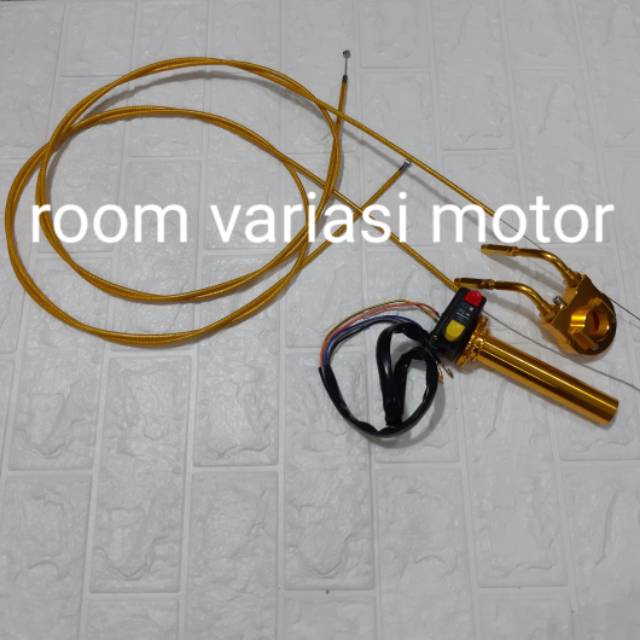 SLONGSONG GAS FULL CNC SET SAKLAR KANAN 2 L GAS PLUS 2 KABEL GAS SERAT 190CM UNIVERSAL