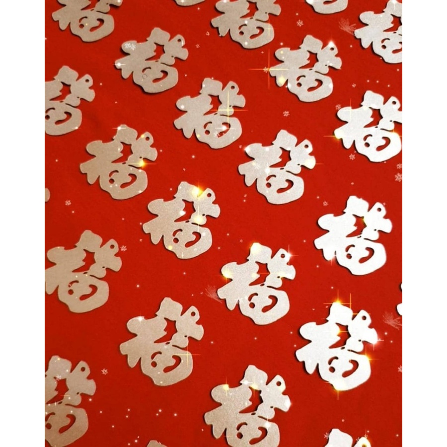 

20 pcs Hangtag Gantungan Fu CNY Imlek Gold Glitter 4x4 cm