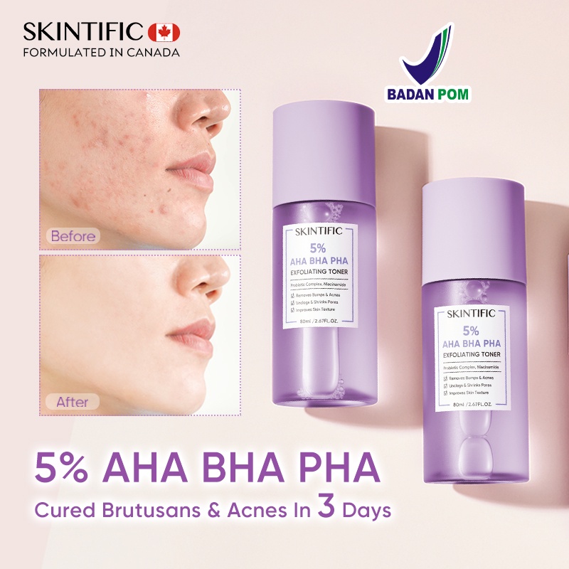 SKINTIFIC 5% Aha Bha Pha Exfoliating Toner | Toner Wajah Jerawat