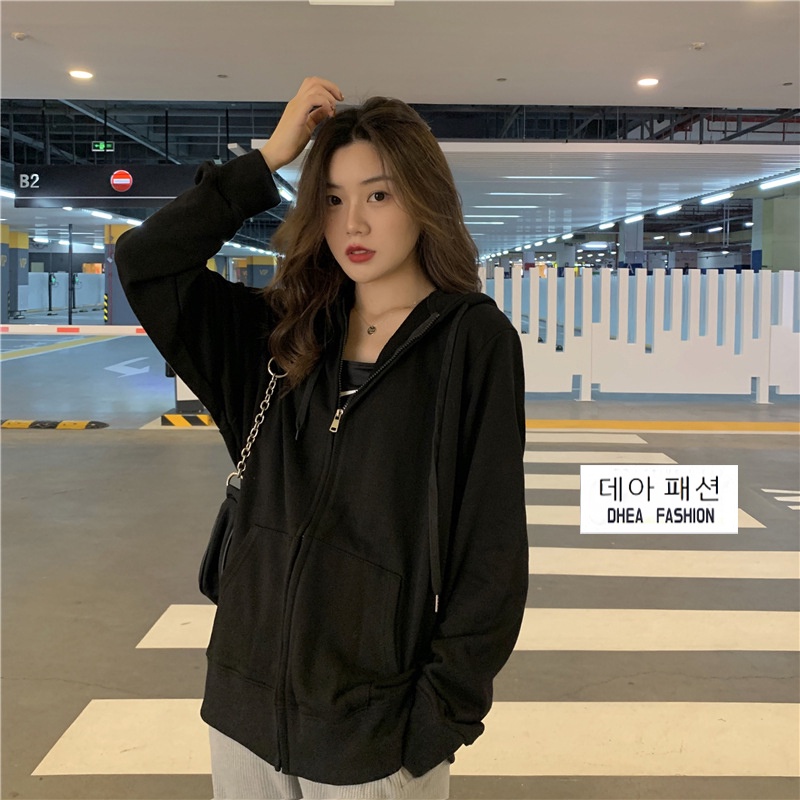 Jaket Hoodie Polos Zipper Korea Style | Sweater Hoodie Zipper | Dhea Fashion