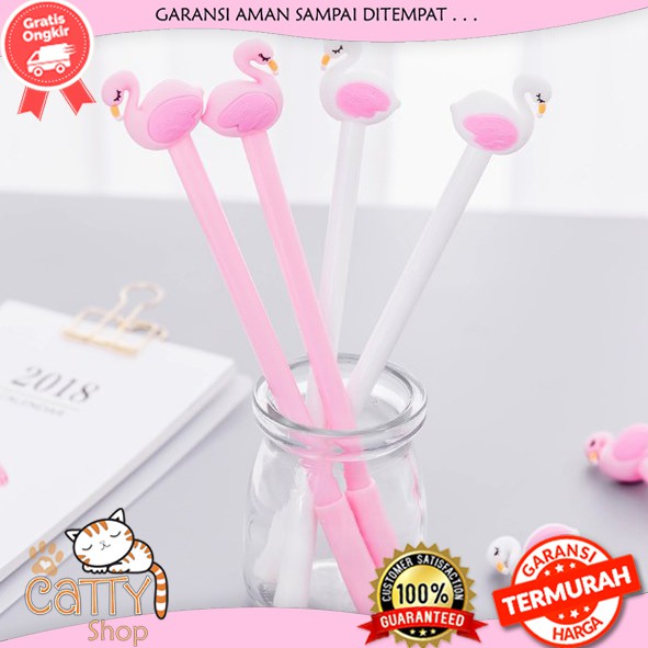 

CATTY PENA MOTIF FLAMINGO PUTIH & PINK / PULPEN FLAMINGO CANTIK / PENA SOUVENIR