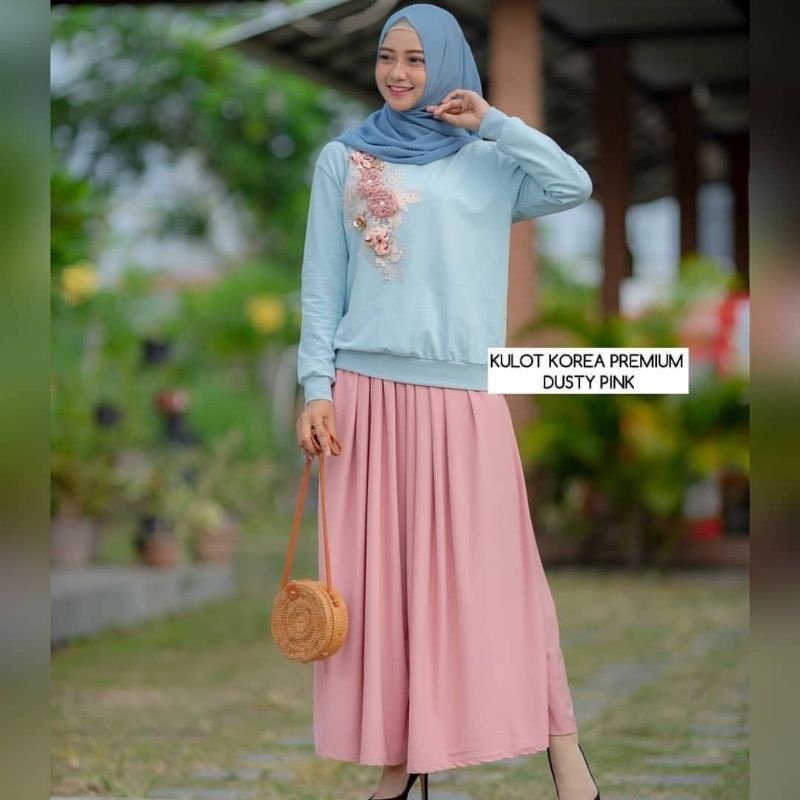 KULOT POLOS PREMIUM MODEL JATUH LURUS JUMBO  ALLSIZE MUAT S M L Xl  XXL-Pink