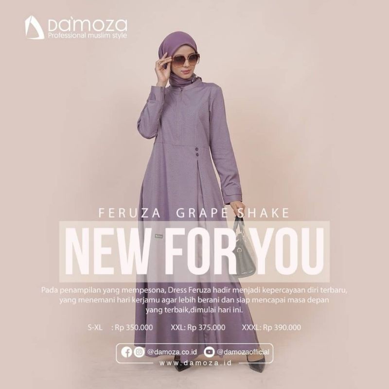 Gamis Premium Gamis Feruza by Damoza|Gamis Motif Print|Gamis Simpel|Gamis Casual|Dress Syari|Dress K
