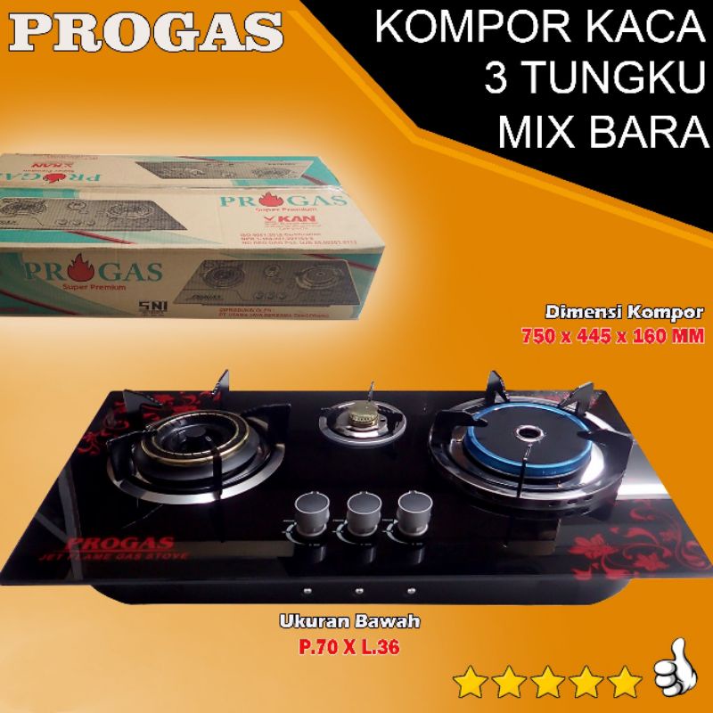 Progas , kompor , Gas , 2  &amp;  3 tungku , infrared , Mix Bara, Tanam , kaca