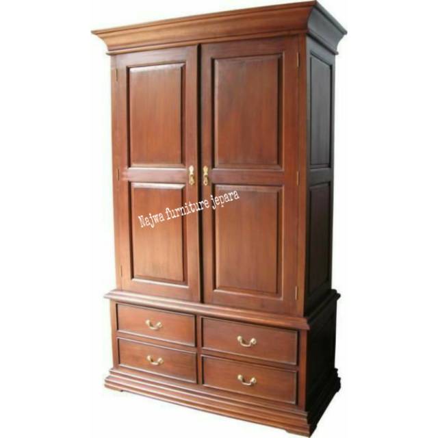 LEMARI JATI 2 PINTU LEMARI MINIMALIS MODERN