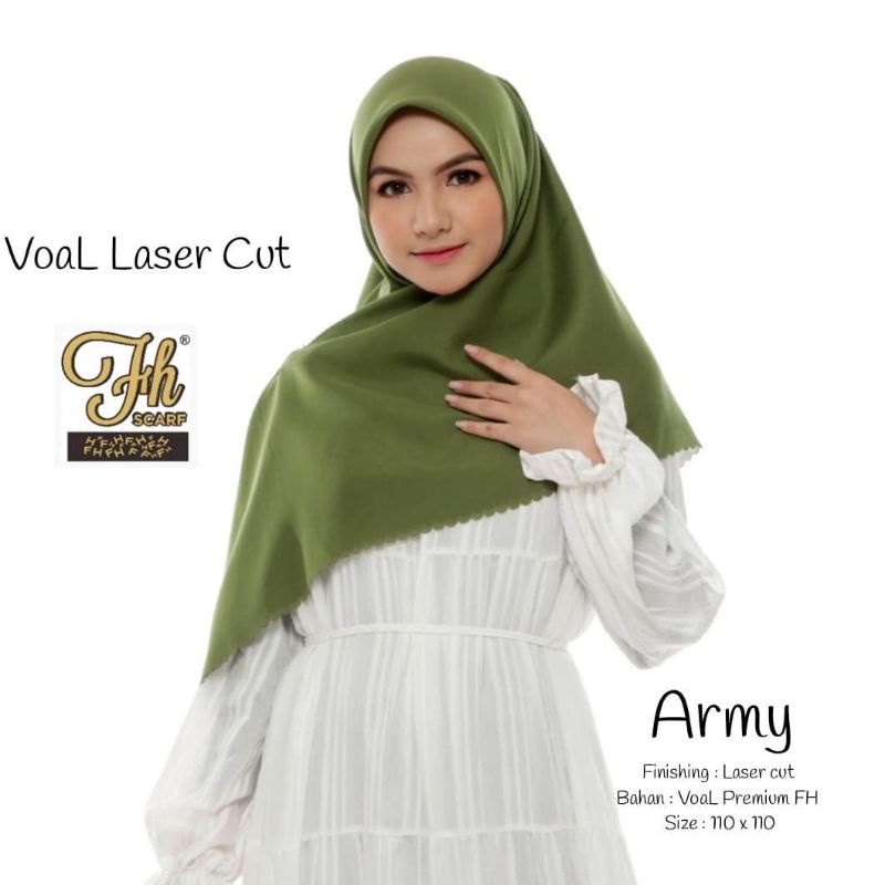 Jilbab Segi Empat Premium Polos Lasercut/ Voal Polos/Voal Basic/Denay Polos Part 2