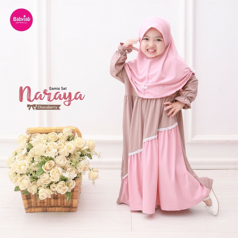 Babyjab Gamis Set Naraya Anak Bayi - Baby Jab Setelan Jilbab Anak Perempuan 1 2 4 5 6 Tahun