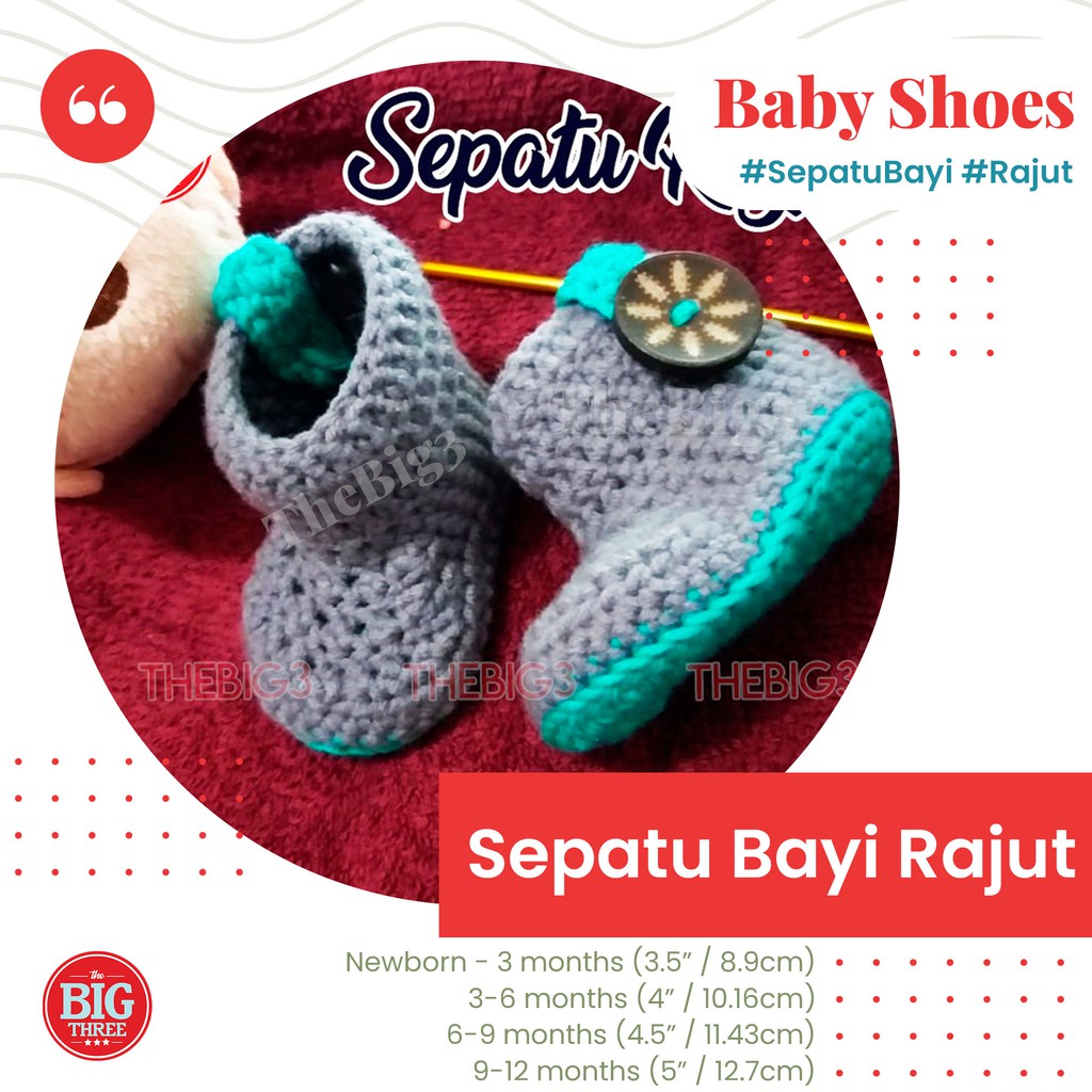 Sepatu Kaos Kaki Rajut Bayi Newborn Cowok Laki Laki - Tosca Grey Rajutan Handmade PO