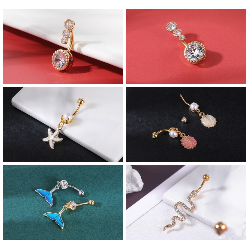 Anting Tindik Perut / Pusar Model Lebah Bahan Stainless Steel Warna Emas Untuk Wanita