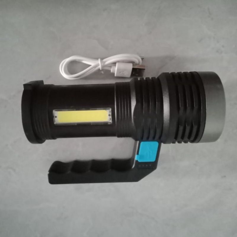 Senter LED Cas Super Terang Jarak Jauh + 4 Mode Emergency USB Charger