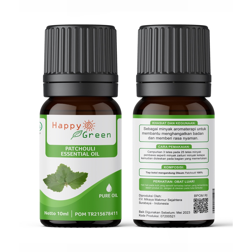 BPOM Happy Green Patchouli Essential Oil - Minyak Atsiri Nilam Murni 100% Garansi Uang Kembali