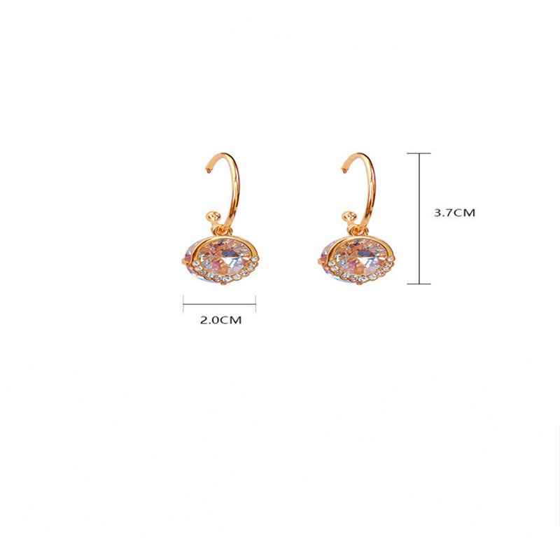 1 Pair Korean Version Fashion Inlay Zircon Crystal Pendant Earrings