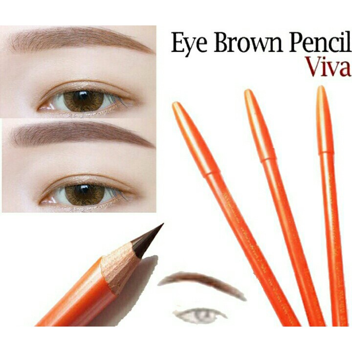 Viva Eye Brow Pensil / Pensil Alis Viva / Hitam / Coklat / Dark Brown / Free Rautan / Original/ BPOM