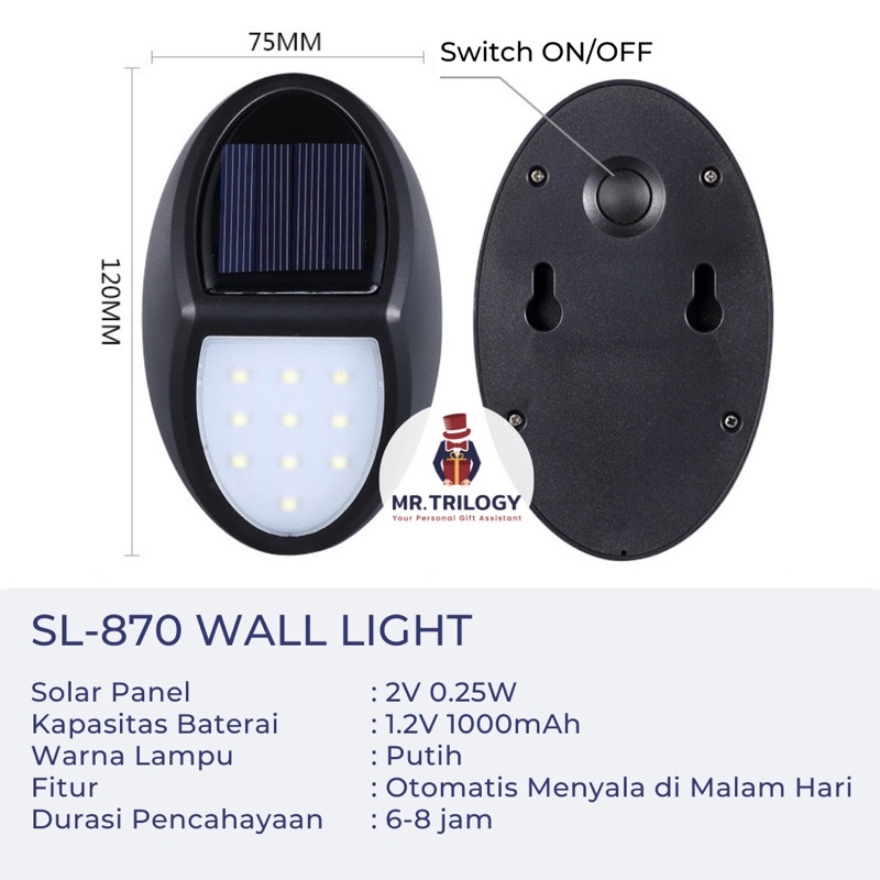 Lampu Tembok LED Solar Panel Outdoor Tanpa Listrik Terang Kekinian Milenial Aestetik Dinding