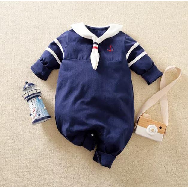 [COD] Jumper anak Unisex Kembar / jumper baby Kembar Usia 2 Tahun Motif Jangkar merah Mini Navy &amp; White /Babylovanta