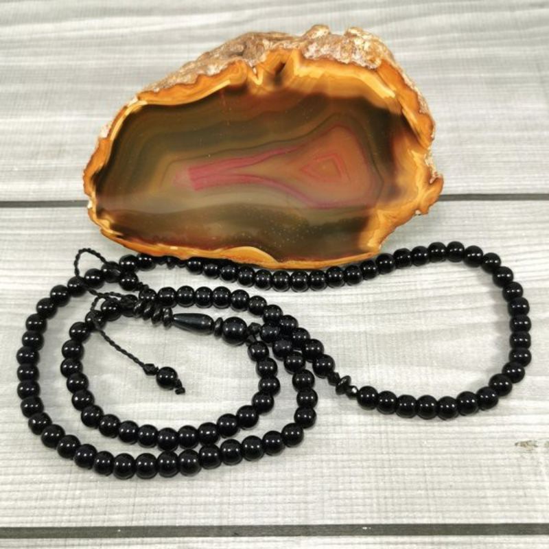 Tasbih batu hitam/tasbih blackjade limbad 99 butir. Tasbih batu 8mm