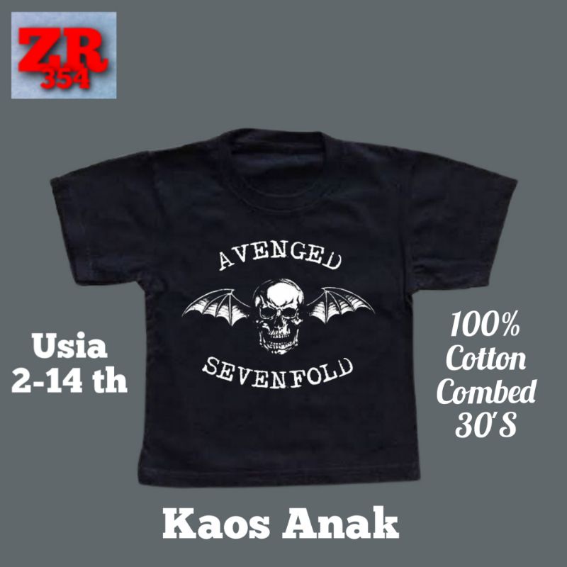 Baju anak kaos AVENGED SEVENFOLD band ROCK logo tshirt band metal musik rock hitam kaos band oversiz
