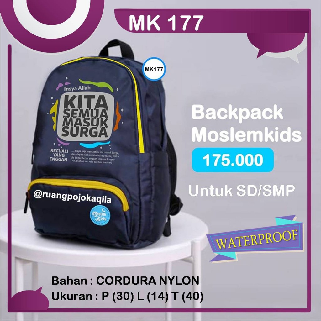 Tas anak muslim - moslem kids - backpack large sd smp