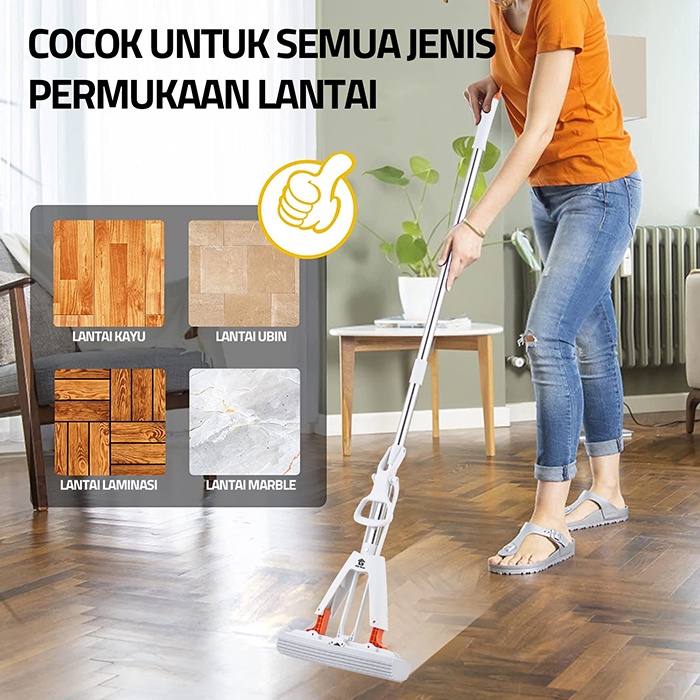 Alat Pel Lantai Spons Cleaning Mop Alat Pel Set Peras Karet Pembersih Lantai