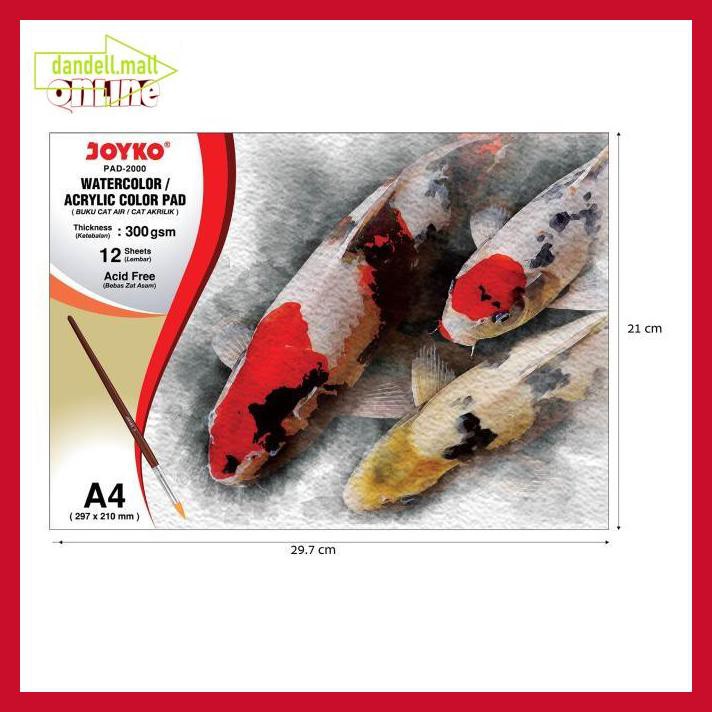 

U8Tyrt67- Watercolor Pad Buku Cat Air Akrilik Joyko Pad-2000 A4 300 Gsm 12Sheets E3Yrf797-