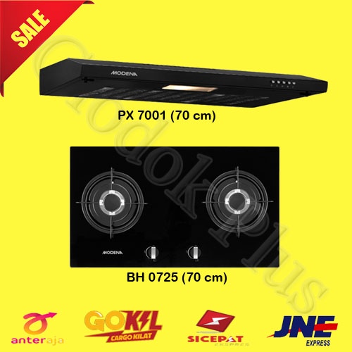 Paket promo modena Kompor tanam BH 0725 cooker hood slim PX 7001 I